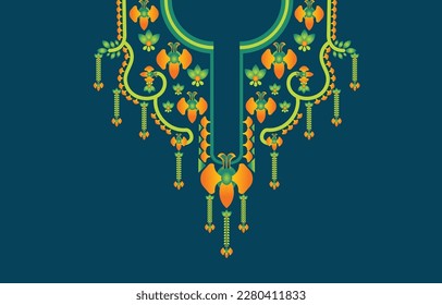 Patrón geométrico Étnico oriental tradicional .Diseño de bordado de collares florales para mujeres de moda.fondo, papel pintado, ropa y envoltura Patrón geométrico Étnico oriental tradicional .Cuello floral
