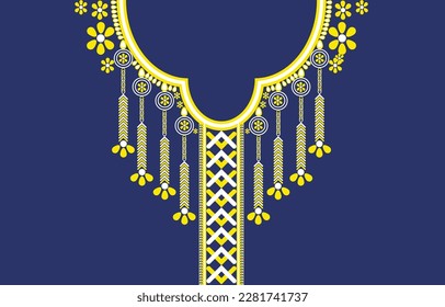 Geometric Ethnic oriental pattern traditional .Floral necklace embroidery design for fashion women.background,wallpaper,clothing and wrapping.Ethnic Neck Collar Embroidery for fashion and other 