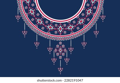 Geometrisches orientalisches Muster traditionell .Floral necklace stickery design for modefrauen.hintergrund,tapeten,bekleidung und umhüllung.Geometrisches orientalisches muster traditionell .floraler hals