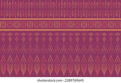 Patrón geométrico étnico oriental tradicional Diseño para fondo, alfombra, papel pintado, ropa, envoltura, tela,Ilustración vectorial.estilo bordado.