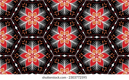 Patrón geométrico étnico oriental tradicional Diseño para fondo, alfombra, papel pintado, ropa, envoltura, Batik,tela,Ilustración vectorial.estilo bordado.