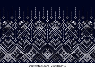 Geometric ethnic oriental pattern traditional Design for clothing, fabric, background, wallpaper, wrapping, batik. Knitwear, Pixel pattern, Embroidery style. Vector illustration