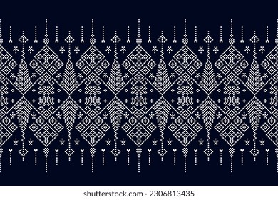 Geometric ethnic oriental pattern traditional Design for clothing, fabric, background, wallpaper, wrapping, batik. Knitwear, Pixel pattern, Embroidery style. Vector illustration