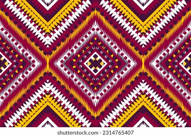 Geometric ethnic oriental pattern traditional Design   red purple yellow white for background,carpet,wallpaper,clothing,wrapping,Batik,fabric,Vector embroidery style.