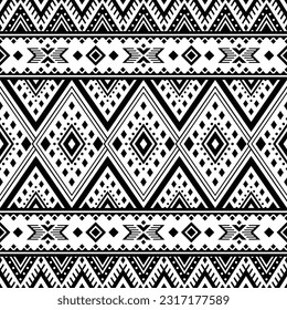Geometric ethnic oriental pattern traditional. Black and white colors. Aztec style embroidery abstract vector illustration. Design for textile, fabric, clothes, curtain, carpet, batik, wrapping.