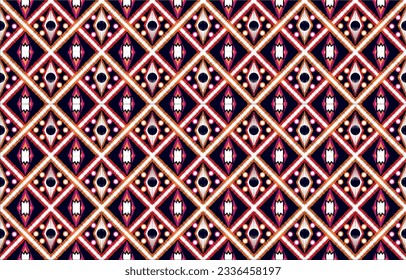 Patrón geométrico étnico oriental tradicional Diseño para el fondo, alfombra, papel pintado, ropa, envoltura, Batik, tela,Estilo de bordado vectorial, colorido, indio, mexicano. 