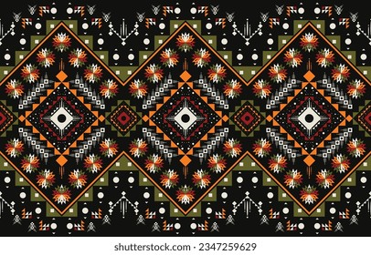 Geometric ethnic oriental pattern with traditional design. Designing tribal patterns with retro colors. Design for background, wallpaper, fabric, clothing, carpet, scarf, decoration, rug and wrapping.
