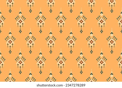 Geometric ethnic oriental pattern traditional Design for clothing, fabric, clothing, background, wallpaper, wrapping, batik. Knitwear, Pixel pattern, Embroidery style.