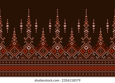 Geometric ethnic oriental pattern traditional. Pixel pattern, Embroidery style. Design for clothing, fabric, batik, background, wallpaper, wrapping, knitwear