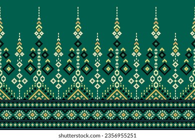 Geometric ethnic oriental pattern traditional. Pixel pattern, Embroidery style. Design for clothing, fabric, batik, background, wallpaper, wrapping, knitwear