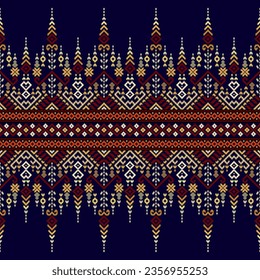 Geometric ethnic oriental pattern traditional. Pixel pattern, Embroidery style. Design for clothing, fabric, batik, background, wallpaper, wrapping, knitwear