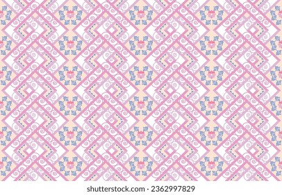 Geometric ethnic oriental pattern traditional Design for background,carpet,wallpaper,clothing,wrapping,Batik,fabric,Vector embroidery style. 