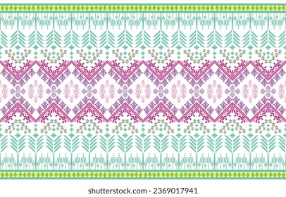 Geometric ethnic oriental pattern traditional Design for background,carpet,wallpaper,clothing,wrapping,Batik,fabric,Vector embroidery style. 