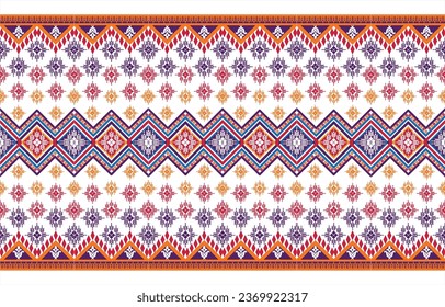 Geometric ethnic oriental pattern traditional Design for background,carpet,wallpaper,clothing,wrapping,Batik,fabric,Vector embroidery style. 