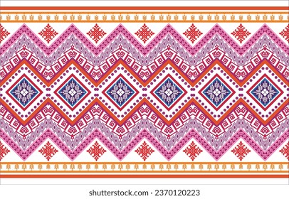 Patrón geométrico étnico oriental tradicional Diseño para fondo, alfombra, papel pintado, ropa, envoltura, Batik,tela,Ilustración vectorial.estilo bordado.