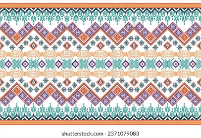 Geometrisches ethnisch orientalisches Muster traditionelles Design für Hintergrund, Teppich, Tapeten, Kleidung, Umhüllung, Batik, Stoff, Vektorstickereistil. 