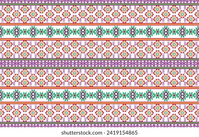 Geometric ethnic oriental pattern traditional Design for background,carpet,wallpaper,clothing,wrapping,Batik,fabric,Vector embroidery style. 