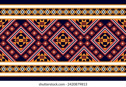 Geometric ethnic oriental pattern traditional Design for background,carpet,wallpaper,clothing,wrapping,Batik,fabric,Vector embroidery style. 