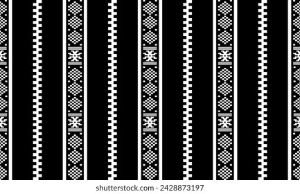 Geometric ethnic oriental pattern traditional Design for background, carpet, wallpaper, clothing, wrapping, fabric, and Vector illustration. embroidery style.