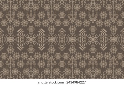 Geometric ethnic oriental pattern traditional Design for background,carpet,wallpaper,clothing,wrapping,Batik,fabric,Vector embroidery style. 