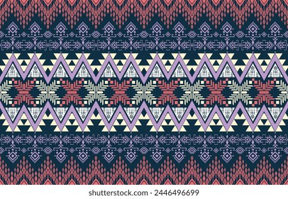 Geometric ethnic oriental pattern traditional Design for background,carpet,wallpaper,clothing,wrapping,Batik,fabric,Vector embroidery style. 