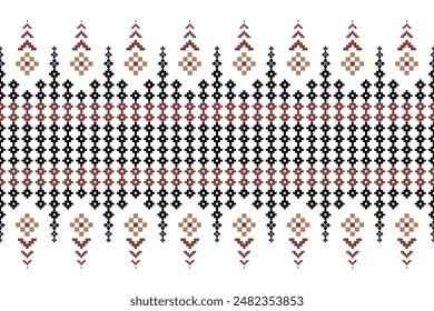 Patrón oriental étnico geométrico tradicional sobre fondo blanco. Estilo azteca, bordado, abstracto, Vector. Diseño para textura, tela, ropa, envoltura, decoración, alfombra, sarong, Fondo de pantalla.