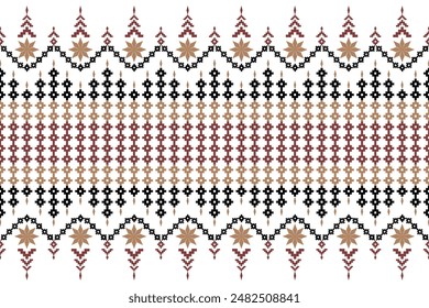 Geometrische ethnische orientalische Muster auf weißem Hintergrund. Aztekischer Stil, Stickerei, abstrakt, Vektorgrafik. Design für Textur, Stoff, Kleidung, Verpackung, Dekoration, Teppich, Sarong, Bildschirmhintergrund.