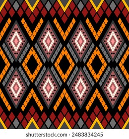 Geometric ethnic oriental pattern traditional Design for background, carpet, wallpaper, clothing, wrapping, Batik, fabric, Embroidery style Vector illustration.