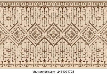 Geometric ethnic oriental pattern traditional Design for background,carpet,wallpaper,clothing,wrapping,Batik,fabric,Vector embroidery style. 