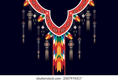 Geometric Ethnic oriental pattern traditional .
Floral necklace embroidery design for fashion women.
background,wallpaper,clothing and wrapping.

