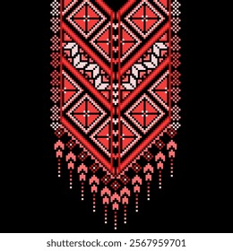 Geometric Ethnic oriental pattern traditional .Floral necklace embroidery design for fashion women.background,wallpaper,clothing and wrapping