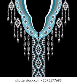 Geometric Ethnic oriental pattern traditional .Floral necklace embroidery design for fashion women, background, wallpaper ,clothing and wrapping	