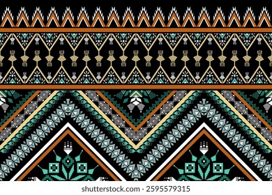Geometric Ethnic oriental pattern traditional .Floral necklace embroidery design for fashion women, background, wallpaper ,clothing and wrapping	