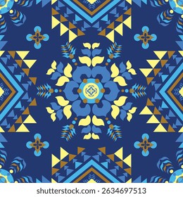 Geometric ethnic oriental pattern traditional design for background, wallpaper, wrapping, fabric, textile fashion wearing, Vector Geometric pattern illustration embroidery style. Geometric background.