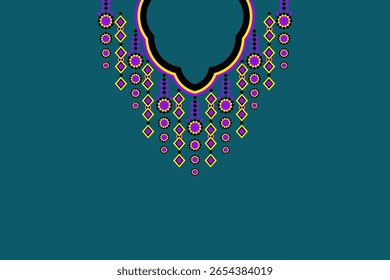 Padrão oriental étnico geométrico tradicional .Floral colar bordado design para mulheres de moda.fundo, papel de parede, roupas e embalagem
