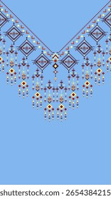 Padrão oriental étnico geométrico tradicional .Floral colar bordado design para mulheres de moda.fundo, papel de parede, roupas e embalagem