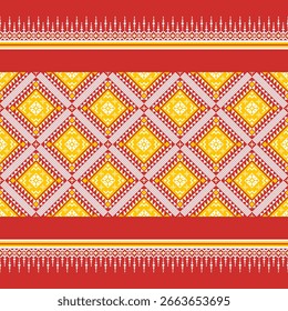 Diseño tradicional del patrón oriental étnico geométrico para la Ilustración vectorial del estilo del bordado de la tela del batik de la envoltura de la ropa del Fondo de pantalla de la alfombra del fondo