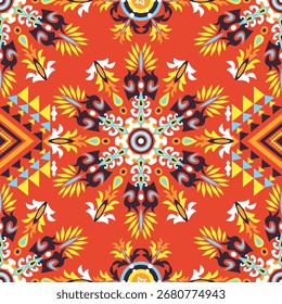 Geometric ethnic oriental pattern traditional design for background, wallpaper, wrapping, fabric, textile fashion wearing, Vector Geometric pattern illustration embroidery style. Geometric background.