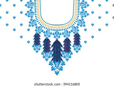 Geometric Ethnic oriental pattern traditional .Floral necklace embroidery design for fashion women.background,wallpaper,clothing and wrapping.