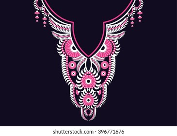 Geometric Ethnic oriental pattern traditional .Floral necklace embroidery design for fashion women.background,wallpaper,clothing and wrapping.