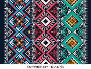 Geometric ethnic oriental pattern traditional Design for background,carpet,wallpaper,clothing,wrapping,fabric,Vector illustration.embroidery style.