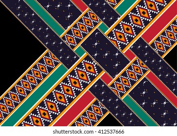 Geometric ethnic oriental pattern traditional Design for background,carpet,wallpaper,clothing,wrapping,fabric,Vector illustration.embroidery style.