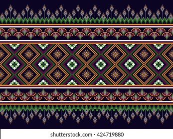 Diseño geométrico étnico oriental tradicional Diseño para fondo, alfombra, papel pintado, ropa, envoltura,tela,Ilustración vectorial.estilo bordado.