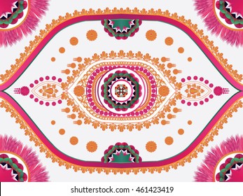Geometric ethnic oriental pattern traditional Design for background,carpet,wallpaper,clothing,wrapping,Batik,fabric,Vector illustration embroidery style.