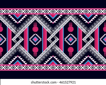 Geometric ethnic oriental pattern traditional Design for background,carpet,wallpaper,clothing,wrapping,Batik,fabric,Vector illustration embroidery style.