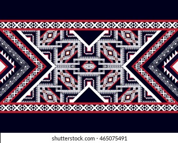 Geometric ethnic oriental pattern traditional Design for background,carpet,wallpaper,clothing,wrapping,Batik,fabric,Vector illustration embroidery style.