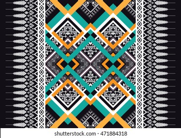 Geometric ethnic oriental pattern traditional Design for background,carpet,wallpaper,clothing,wrapping,Batik,fabric,Vector illustration embroidery style.