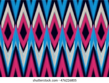 Geometric ethnic oriental pattern traditional Design for background,carpet,wallpaper,clothing,wrapping,Batik,fabric,Vector illustration embroidery style.