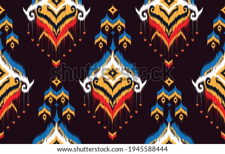 Geometric ethnic oriental pattern traditional Design for background,carpet,wallpaper,clothing,wrapping,Batik,fabric,Vector illustration embroidery style, ikat pattern