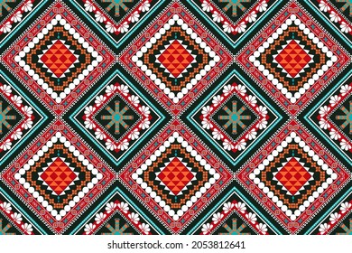 Geometric ethnic oriental pattern traditional.ancient art arabesque on black background.Aztec style beautiful embroidery abstract vector.design for texture,fabric,clothing,wrapping,decoration,carpet. svg